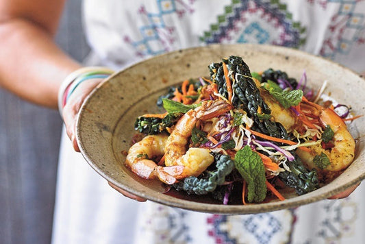 Prawn, Mint and Ginger Prawns with Coleslaw