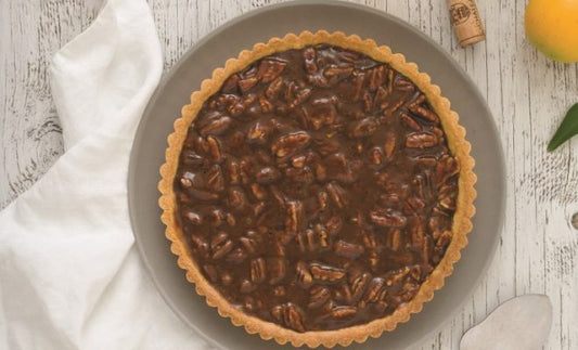 Salted caramel, pecan and orange tart