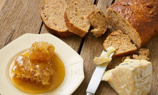 Walnut bread with soft blue cheese and honeycomb