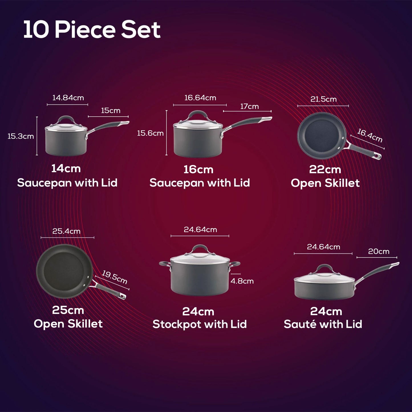 Circulon Radiance Nonstick 10 Piece Cookware Set