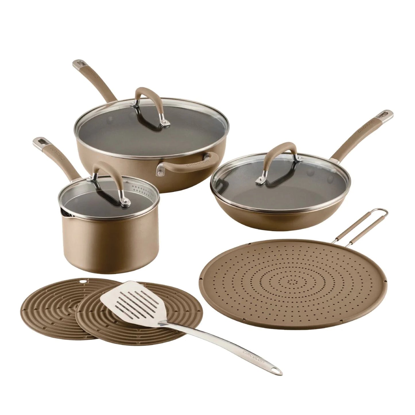 Circulon ScratchDefense A1 Nonstick Induction 10 Piece Cookware Set Champagne