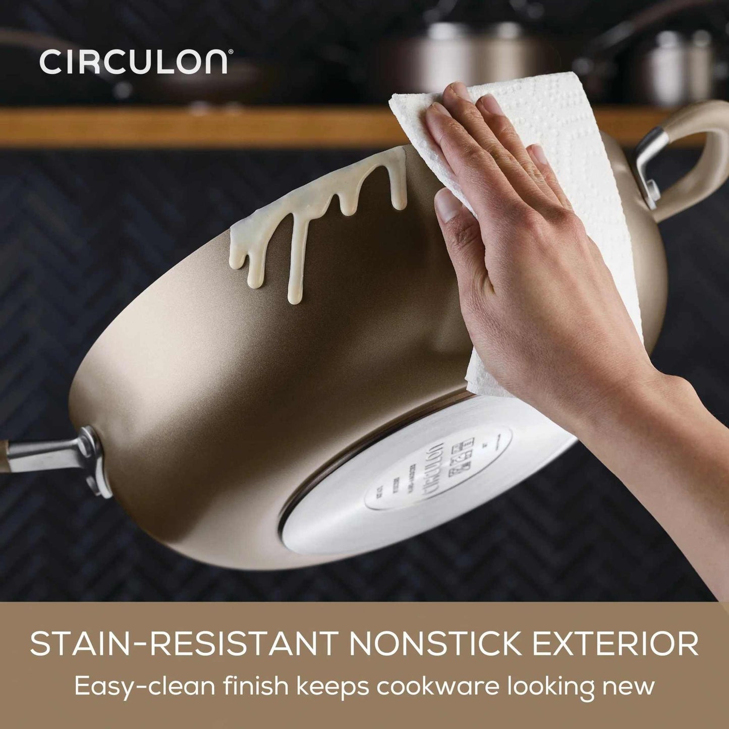 Circulon ScratchDefense A1 Nonstick Induction 10 Piece Cookware Set Champagne