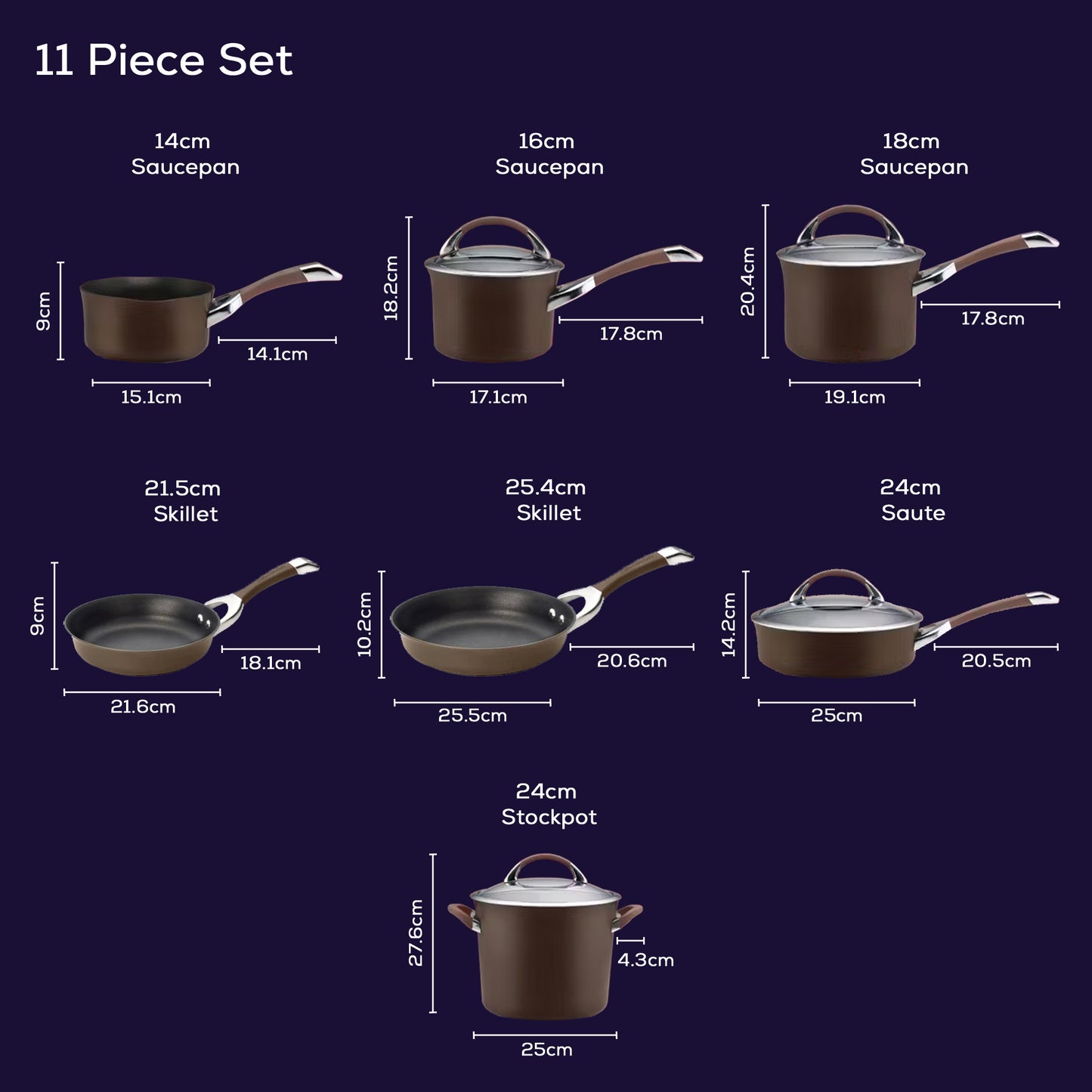 Circulon Symmetry Chocolate 11 Piece Cookware Set