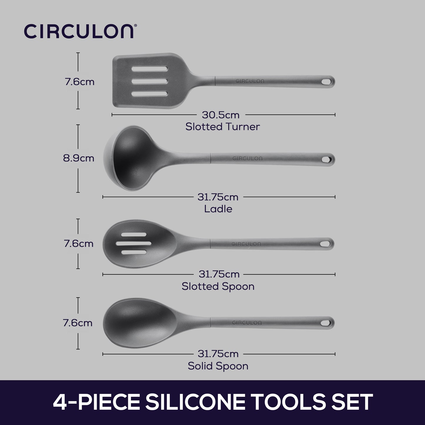 Circulon Silicone Utensils 4 Piece Set Grey